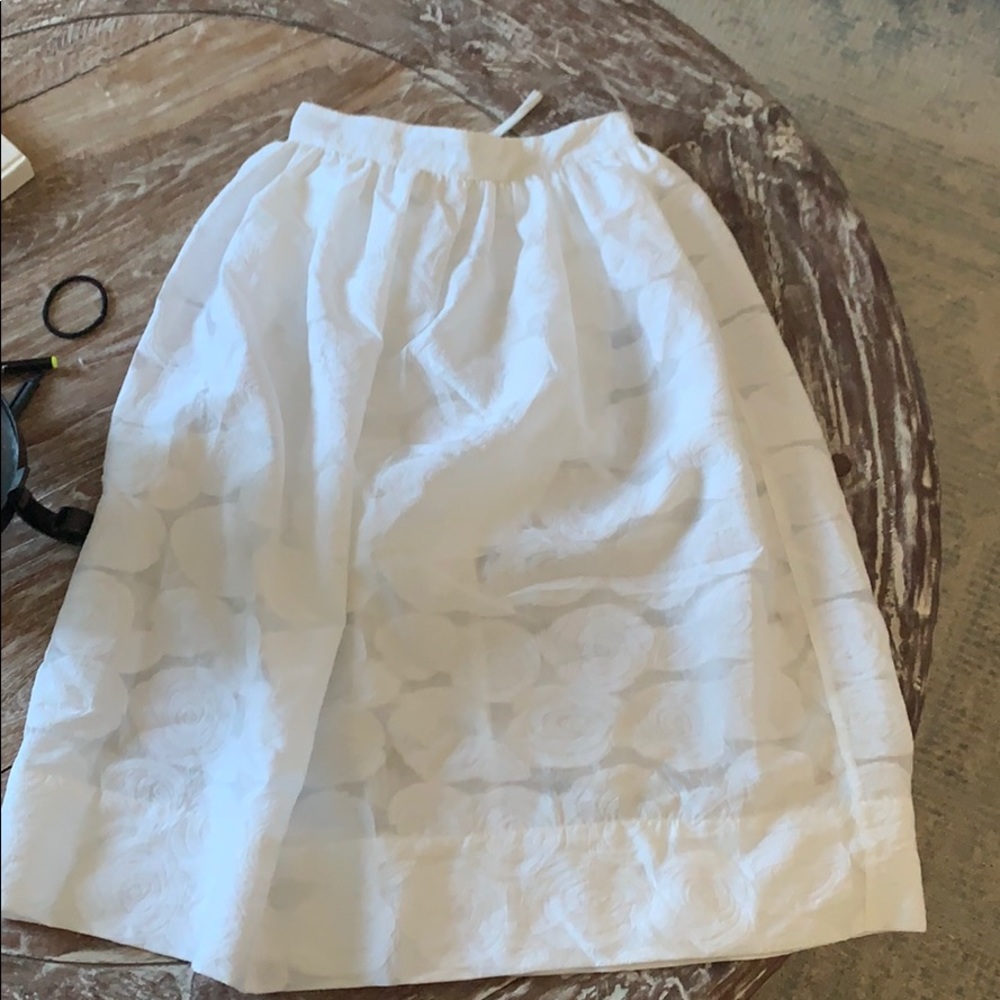 Topshop tea length white high waisted skirt
